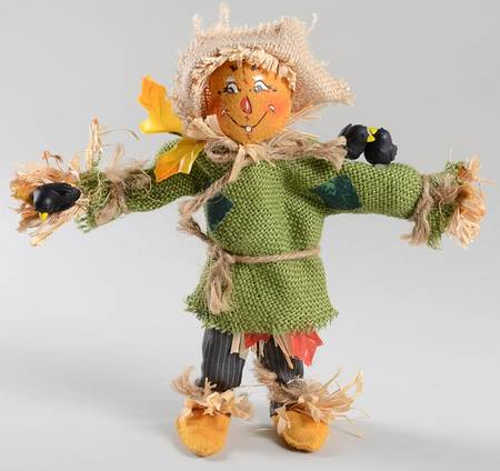 Annalee Halloween Dolls Scarecrow-Green With Crows - No Box