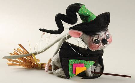 Halloween Mice Witch On Broomstick - No Box