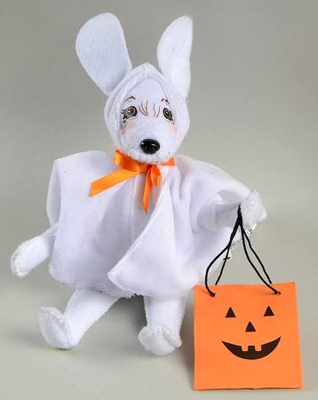 Annalee Halloween Dolls Ghost Puppy With Pumpkin Bag - No Box