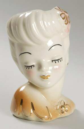 American Bisque Head Vases Lady Head Vase-Colored - No Box