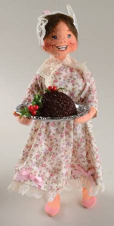 Thanksgiving Pilgrim Woman W/Yule Log - No Box
