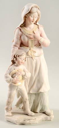 Nativity-Pastel Peasant Woman And Child - Boxed