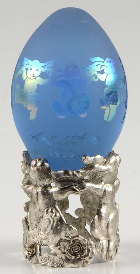 Arthur Court Easter Egg 1996-Blue Crystal Egg With Stand - With Box Bx1996