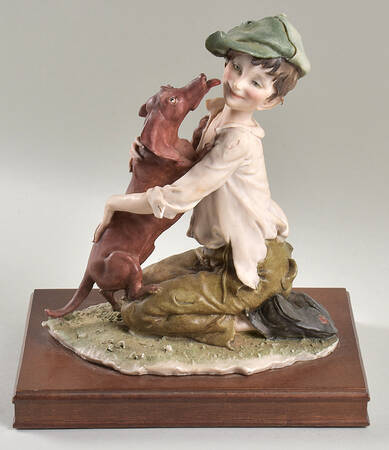 Children Boy W/Licking Dog - Boxed