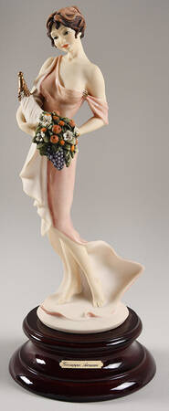 Florentine Garden Lady W/ Cornucopia-Round Base - No Box