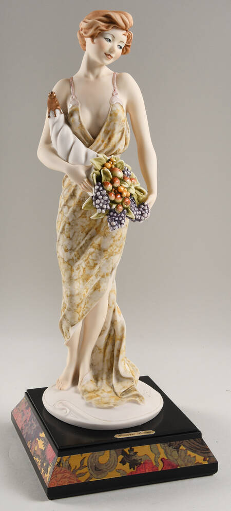 Florentine Garden Lady W/ Cornucopia-Square Base - Boxed