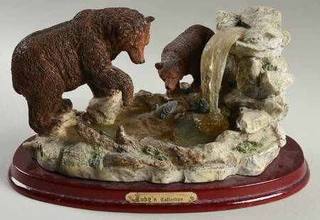 Figurines Mother Bear & Cub Fishing - No Box