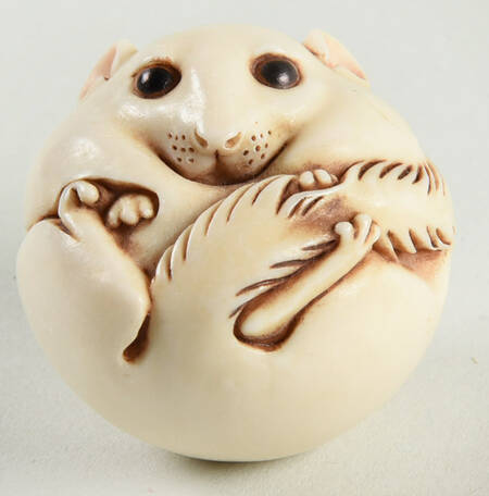 Netsuke Dormouse - Open Eyes - Boxed