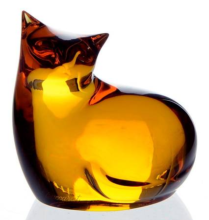 Baccarat Crystal Figurines Cat-Amber - Boxed