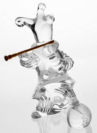 Baccarat Crystal Figurines Jester With Golden Flute-Masquerade - With Box Bx872