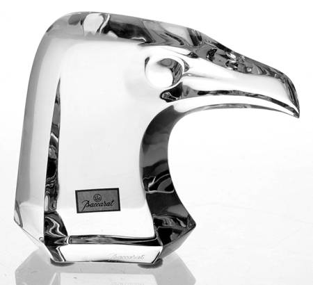 Baccarat Crystal Figurines Eagle Head-Paperweight - With Box