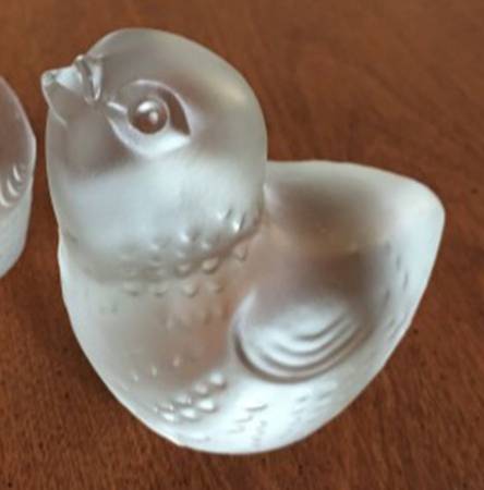 Baccarat Crystal Figurines Chick Head Up Frosted - With Box Bx1017