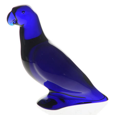 Baccarat Crystal Figurines Parrot-Cobalt Blue - No Box