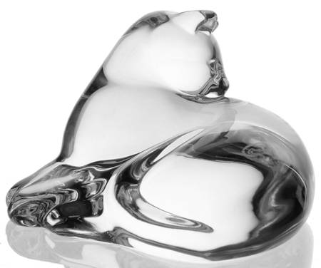 Baccarat Crystal Figurines Cat Sleeping-Reclining-Clear - No Box