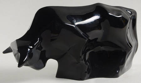 Baccarat Crystal Figurines Bull-Black-Small - With Box Bx921