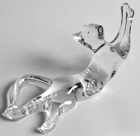Baccarat Crystal Figurines Cat Stretching - With Box Bx2017