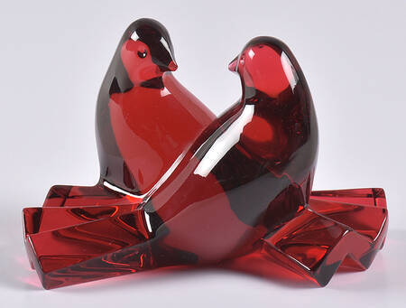 Baccarat Crystal Figurines Loving Birds-Red - With Box Bx1015
