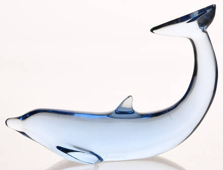Baccarat Crystal Figurines Dolphin Swimming-Blue - Nb908, No Box