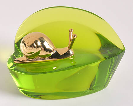 Baccarat Crystal Figurines Heart Gold Escargot Snail-Green - With Box Bx2043