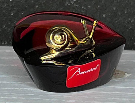 Baccarat Crystal Figurines Heart Gold Escargot Snail-Red - With Box Bx2053