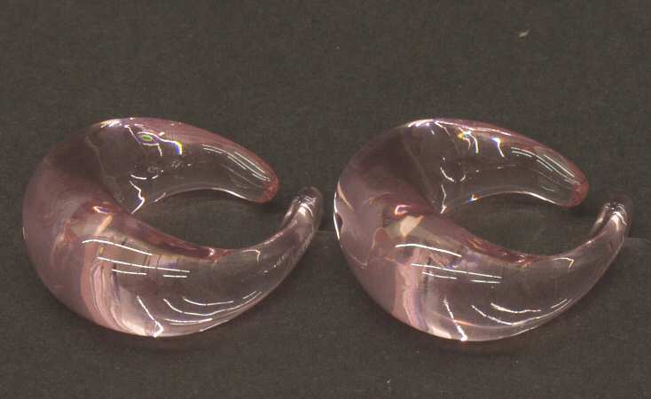 Baccarat Crystal Figurines Earrings-Creole Plain Rose - Boxed