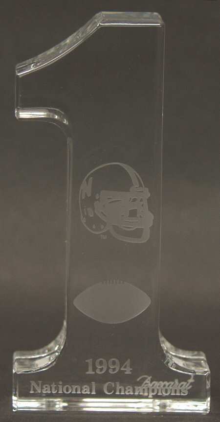 Baccarat Crystal Figurines Number"1"-Nebraska/1994 National Champs - Boxed