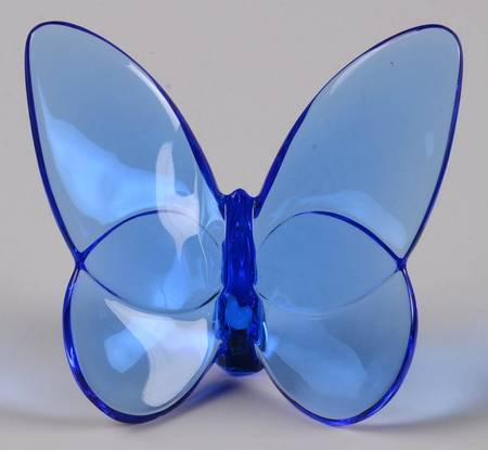 Baccarat Crystal Figurines Lucky Butterfly-Blue - Boxed