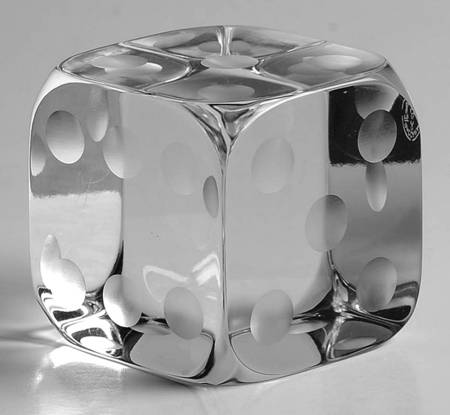 Baccarat Paperweight Dice - Single (Etched Dots) - Boxed