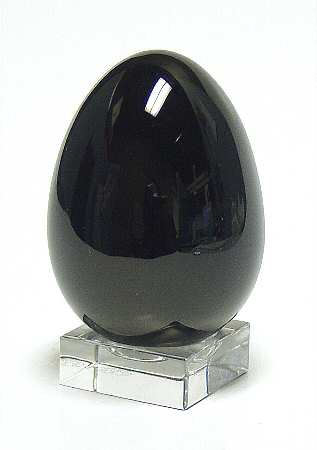 Baccarat Crystal Figurines Egg-Black & Clear Stand - Boxed