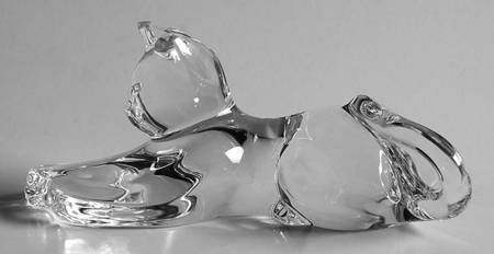 Baccarat Crystal Figurines Cat-Front Legs Out - With Box Bx878
