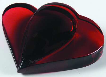 Baccarat Crystal Figurines Cupid Heart-Red - With Box Bx323