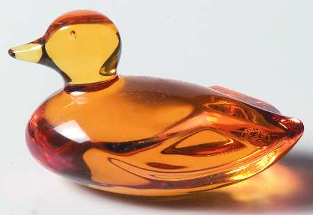 Baccarat Crystal Figurines Duck-Amber - With Box Bx329