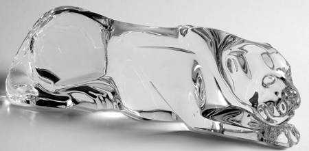 Baccarat Crystal Figurines Stalking Panther-Clear-Laying - With Box Bx898