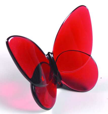 Baccarat Crystal Figurines Lucky Butterfly-Red - With Box Bx349