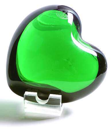 Baccarat Paperweight Amor Heart (Puffed) - Emerald Green - Boxed