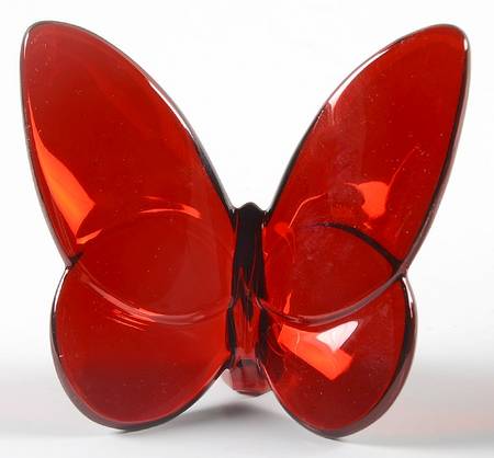 Baccarat Crystal Figurines Lucky Butterfly-Ruby Mirror - With Box Bx980
