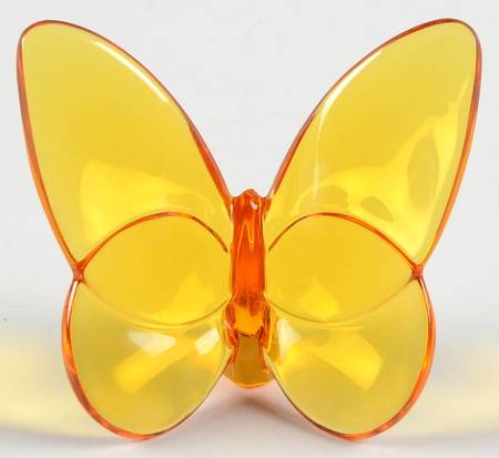 Baccarat Crystal Figurines Lucky Butterfly-Amber - Boxed