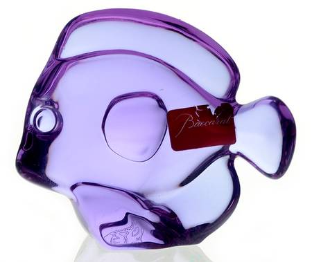 Baccarat Crystal Figurines Lucky Fish-Blue - Boxed