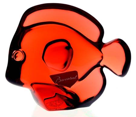 Baccarat Crystal Figurines Lucky Fish-Red - Boxed