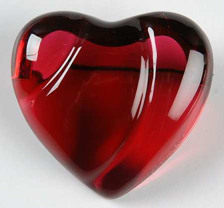 Baccarat Crystal Figurines Heart Brooch-Ruby - Boxed