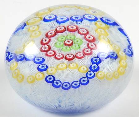 Millefiori Cane Paperweight Blue Yallow Red Garland - Boxed