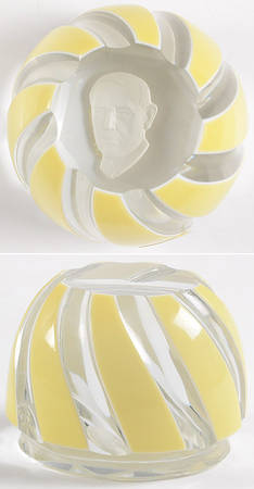 Sulphide Paperweight Woodrow Wilson - Yellow Overlay - Boxed