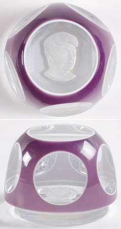 Sulphide Paperweight Eleanor Roosevelt - Overlay Amethyst  - With Box