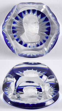 Sulphide Paperweight Sam Rayburn - Cobalt Star Cut - No Box