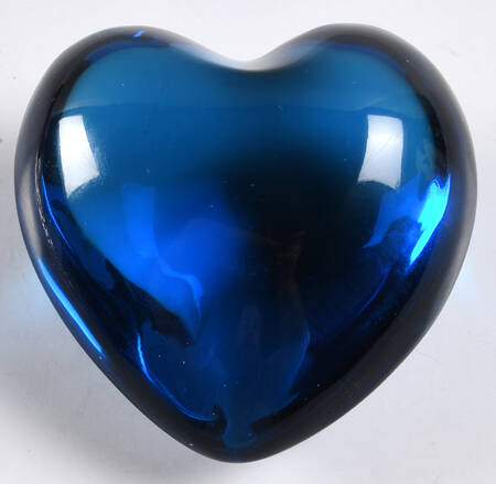Baccarat Paperweight Amor Heart (Puffed) - Lagoon Blue - Boxed
