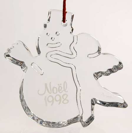 Baccarat Annual Ornament Noel-Snowman With Cherub - With Box