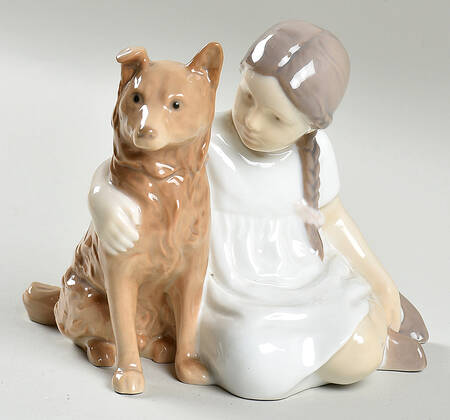 Children with Animals Girl With Dog - No Box by Bing & Grondahl