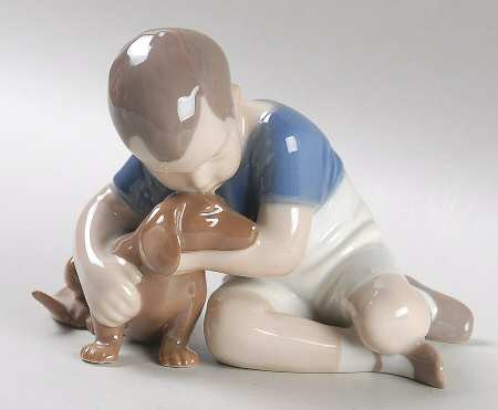 Children with Animals Boy With Dog-Blue - No Box