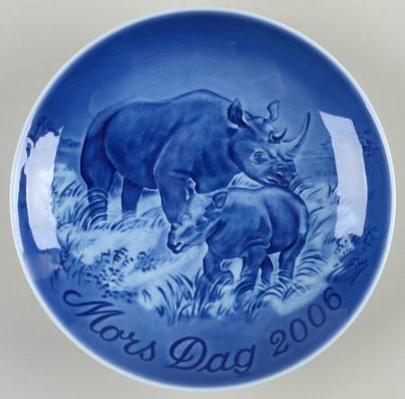 Mother's Day Plate Rhino And Baby - Boxed