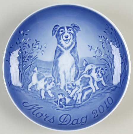Mother's Day Plate Border Collie With Puppies - With Box